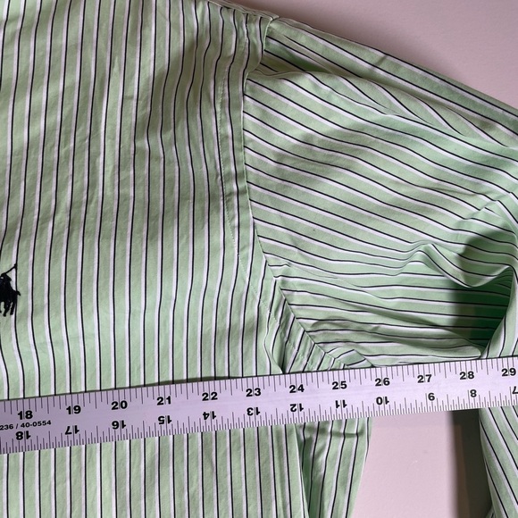 Polo Ralph Lauren Striped Green Button Down Shirt Men’s XL Navy PONY PIMA - Picture 2 of 10